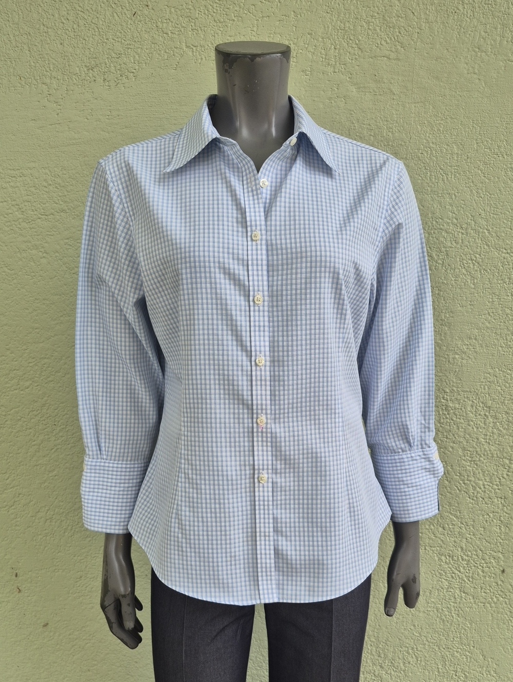 Brooks Brothers 346 (Malaysia) Ladies Fitted Pure Cotton Windowpane Dress Shirt